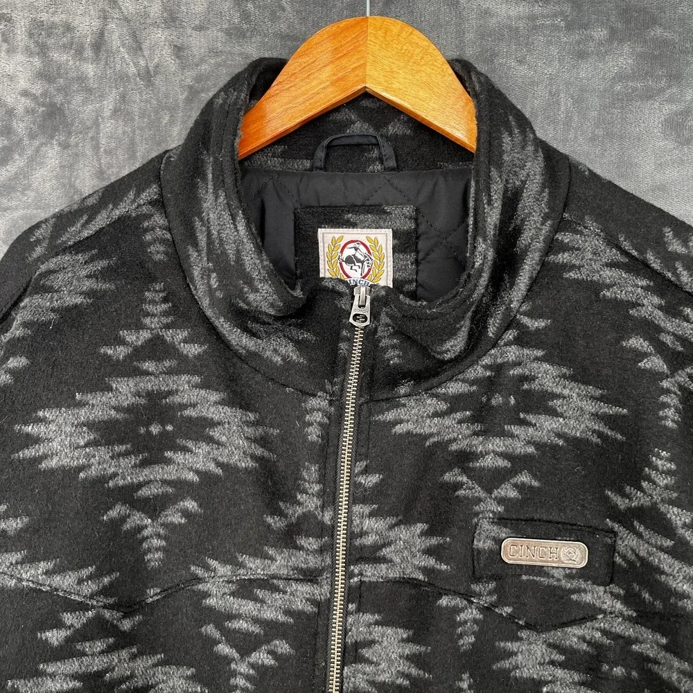 Cinch Concealed Carry Jacket Men's 4XL Black Aztec Wool Blend Cowboy Western EUC - Picture 3 of 16